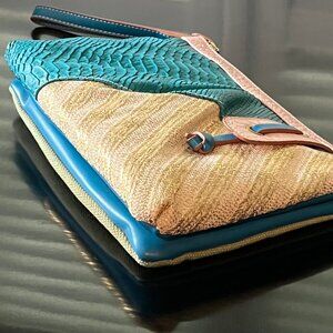 NWT VOLUM - Large Wristlet Clutch - Vegan Leather and Mixed Textile